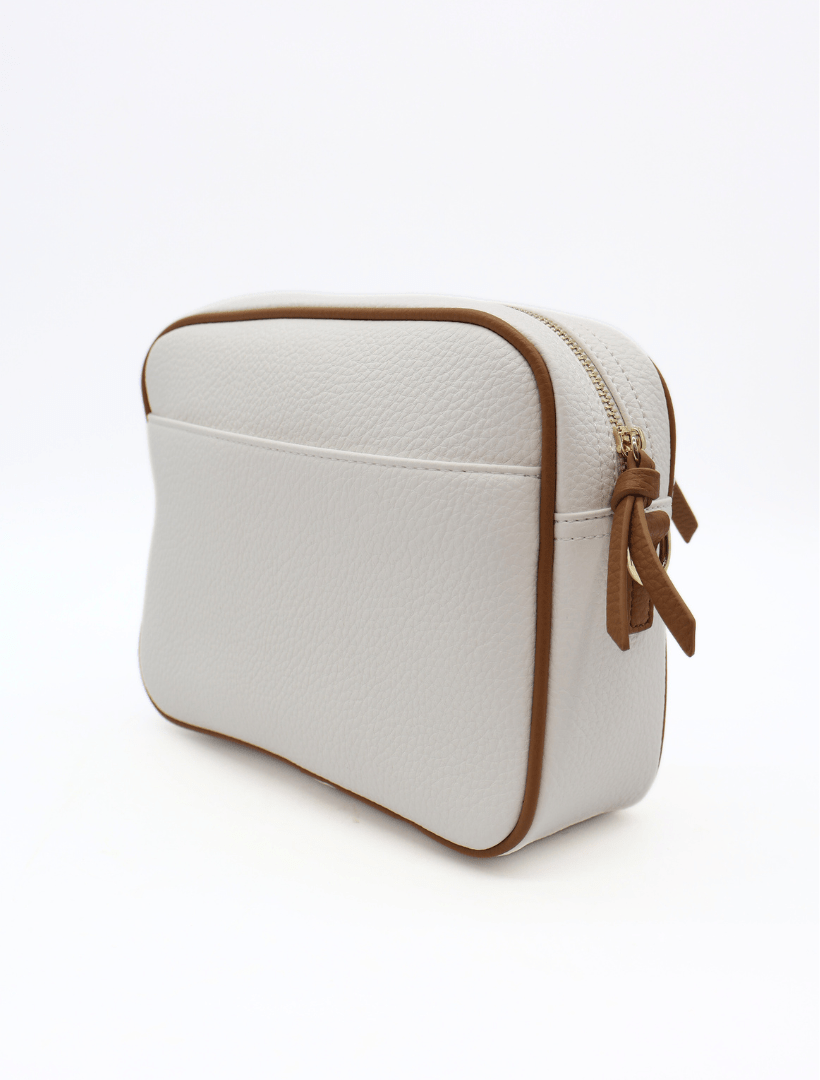 Leah Cross Body Bag Dual Tone White Tan Zjoosh