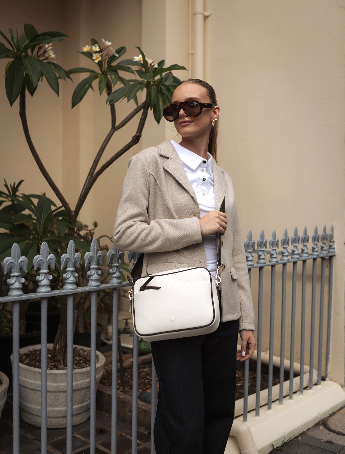 Leah Cross Body Bag White Chocolate - Zjoosh