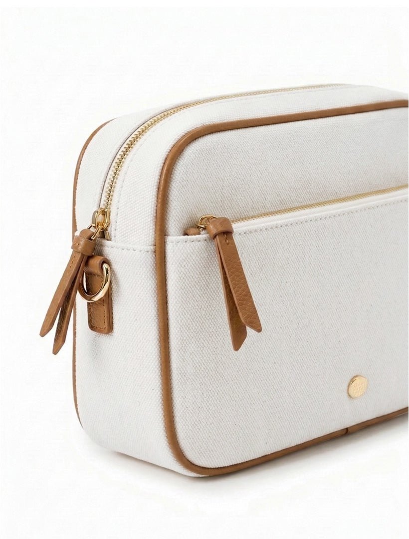 Leah Cross Body Bag White Tan - Zjoosh