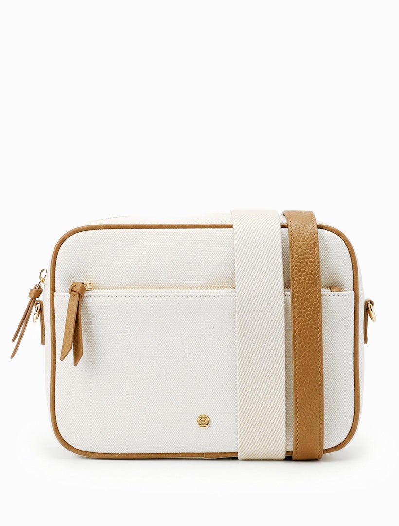 Leah Cross Body Bag White Tan - Zjoosh
