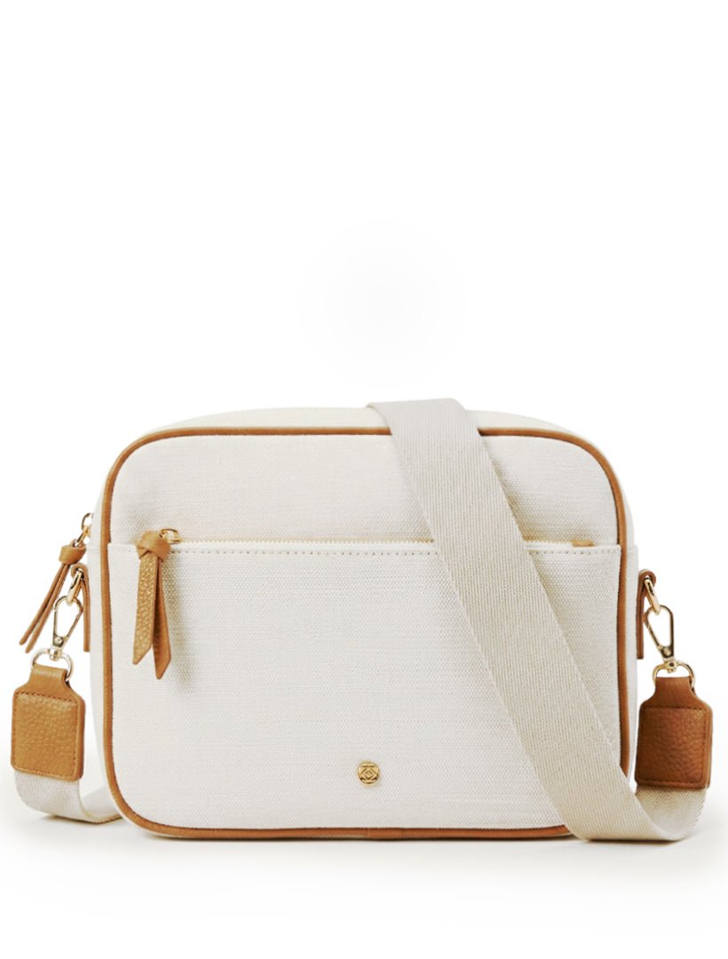 Leah Cross Body Bag White Tan - Zjoosh