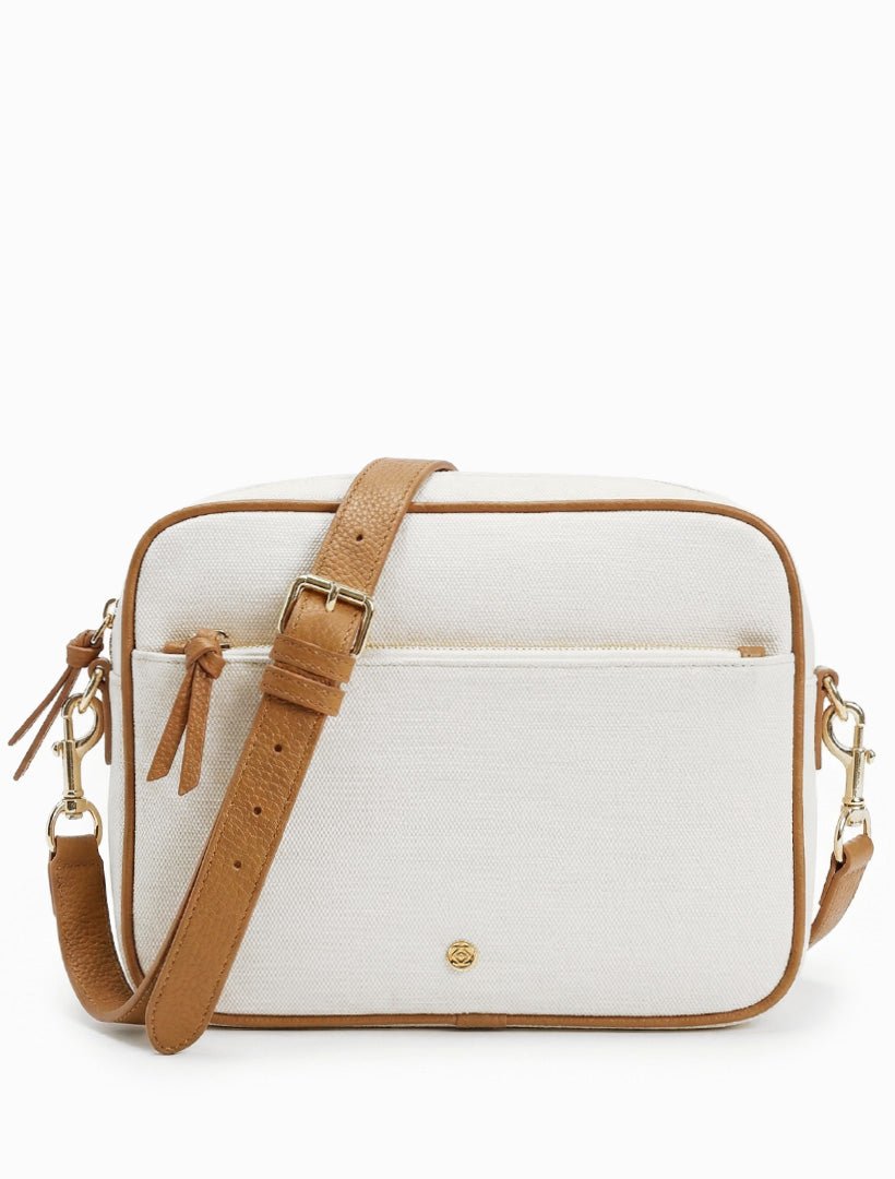 Leah Cross Body Bag White Tan - Zjoosh