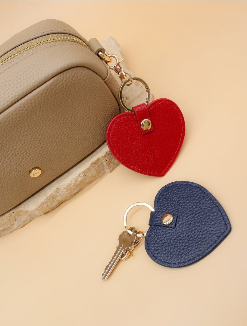 Leather Heart Keyring Navy - Zjoosh