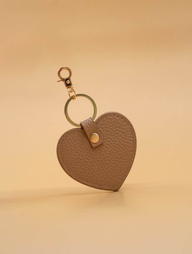 Leather Heart Keyring Hazelnut - Zjoosh
