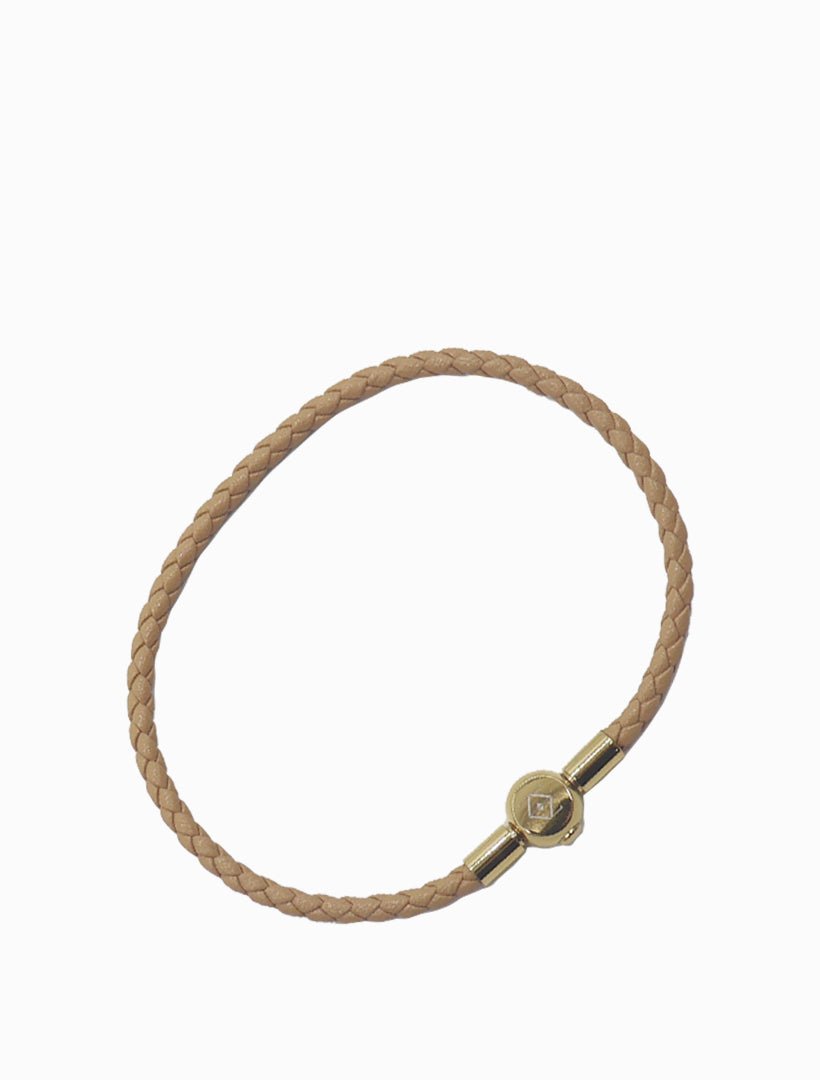 Leather Insignia Bracelet Beige - Zjoosh