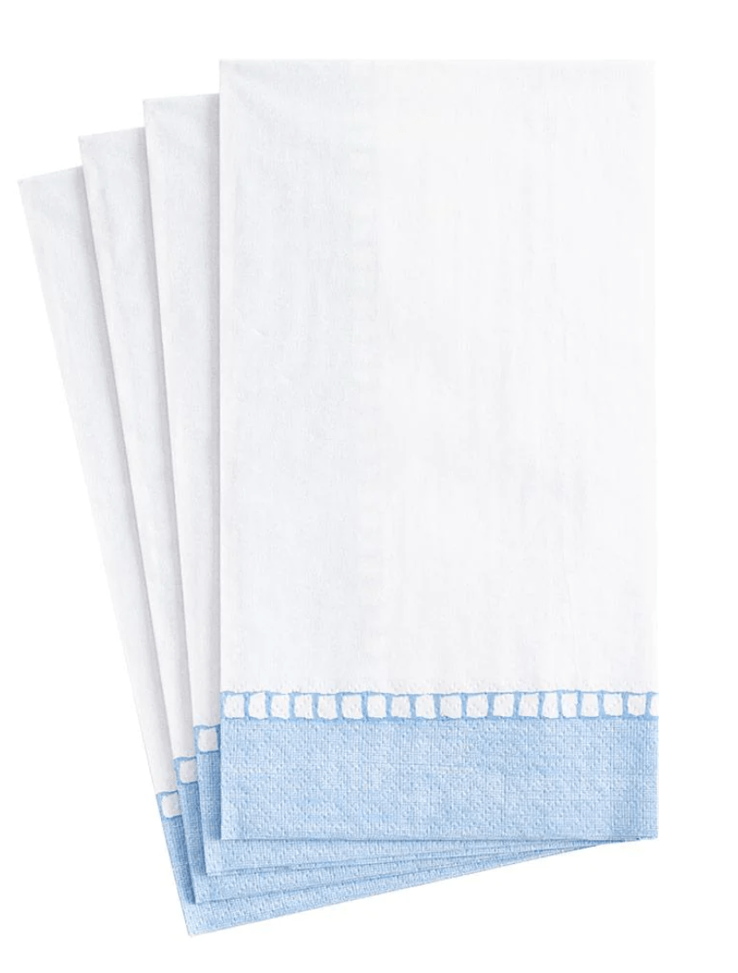 Linen Border French Blue Guest Towel Napkins - Zjoosh