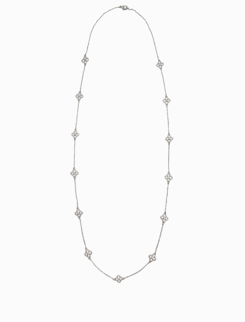 Long Clover Necklace Silver - Zjoosh