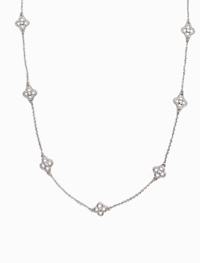 Long Clover Necklace Silver - Zjoosh