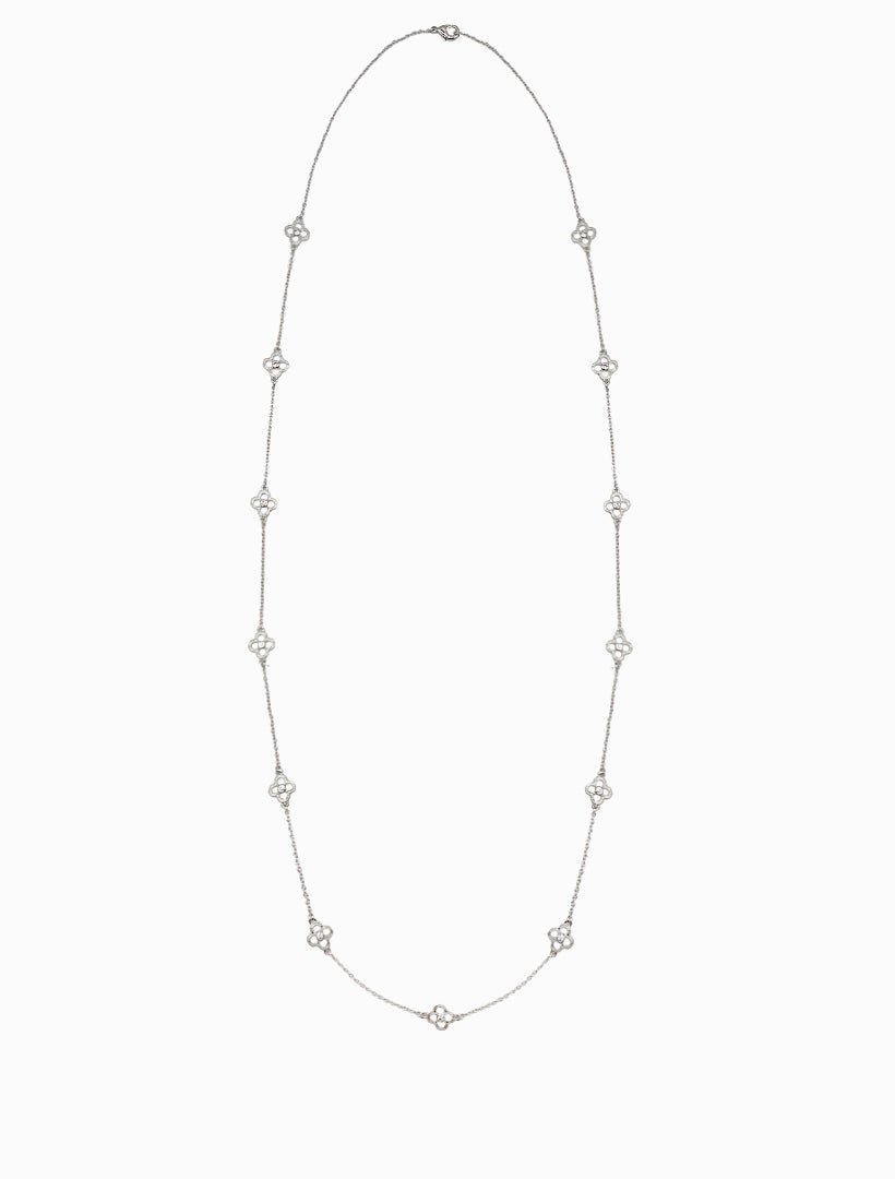 Long Clover Necklace Silver - Zjoosh