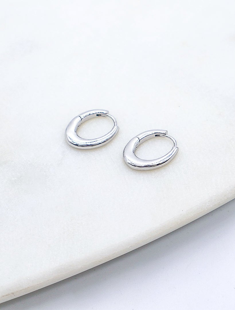 Long Oval Hoops Silver - Zjoosh