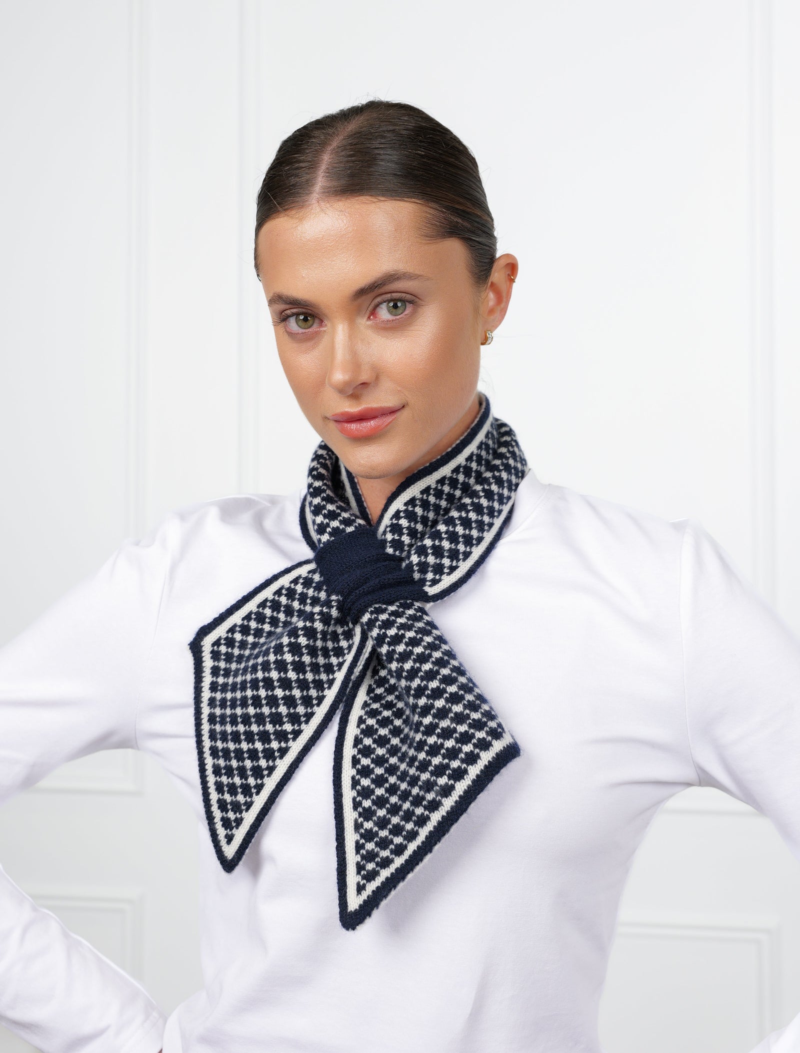 Louis Cashmere Twilly diamond Jacquard Navy - Zjoosh