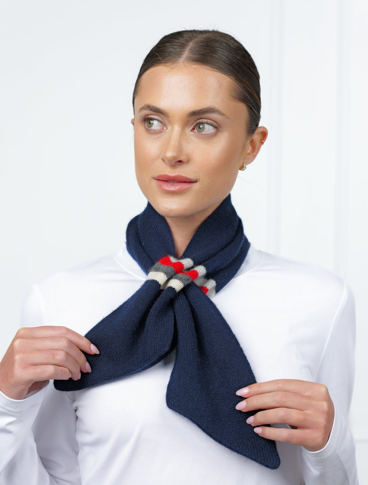 Louis Cashmere Twilly Stripe Navy - Zjoosh