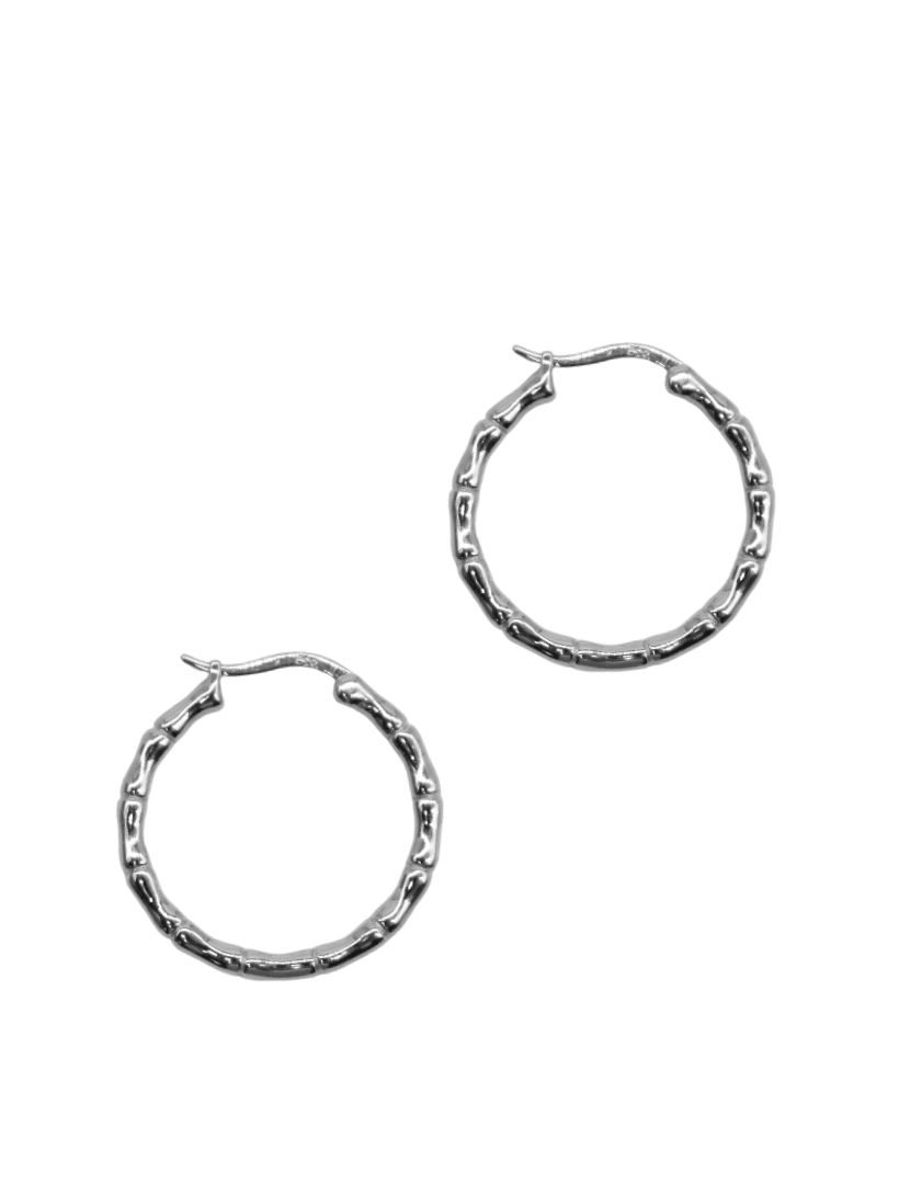 Lucienne Bamboo Hoops Rhodium - Zjoosh