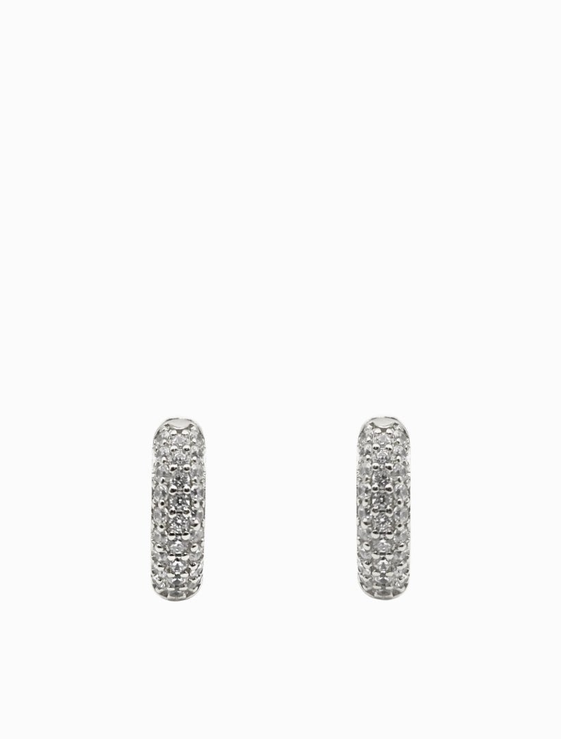 Lucienne Crusted Crystal Hoops Rhodium - Zjoosh