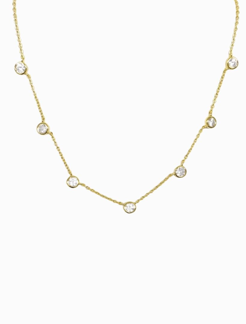 Lucienne Cubic Zirconia Spaced Necklace Gold - Zjoosh