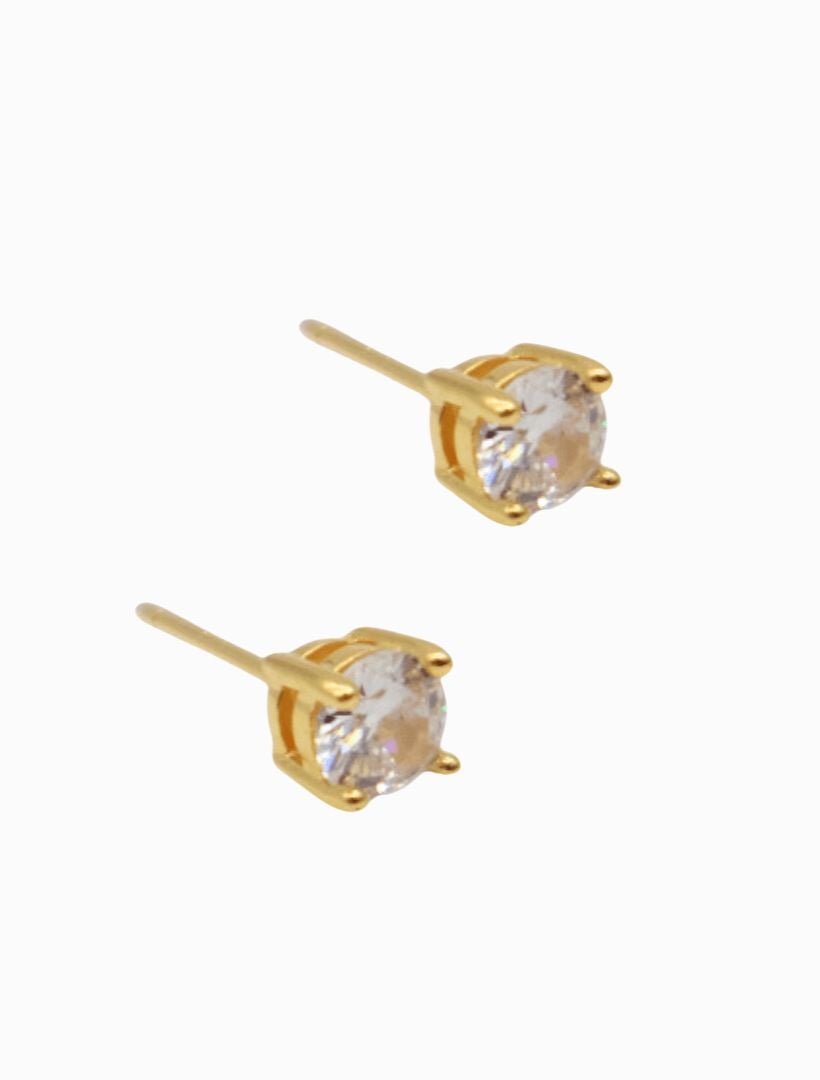 Lucienne Cubic Zirconia Studs 5mm Gold - Zjoosh