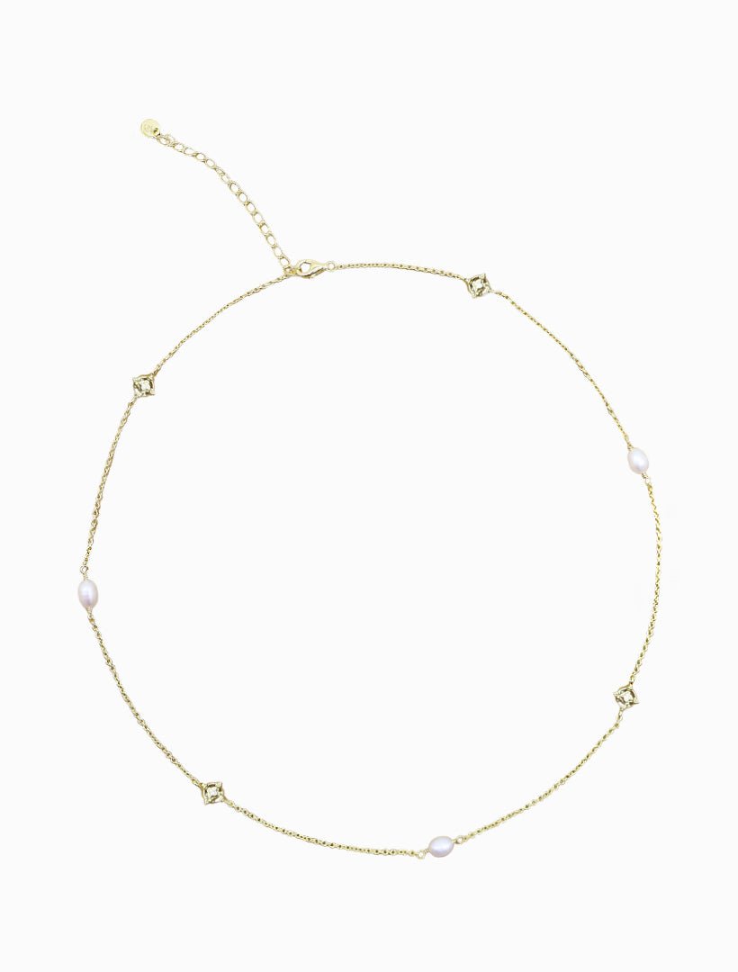 Lucienne Disk and Pearl Necklace Short Gold - Zjoosh