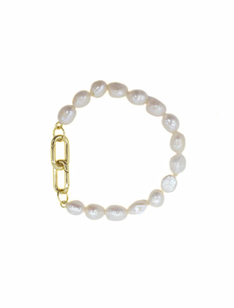 Lucienne Freshwater Pearl Bracelet with Clasp Gold - Zjoosh