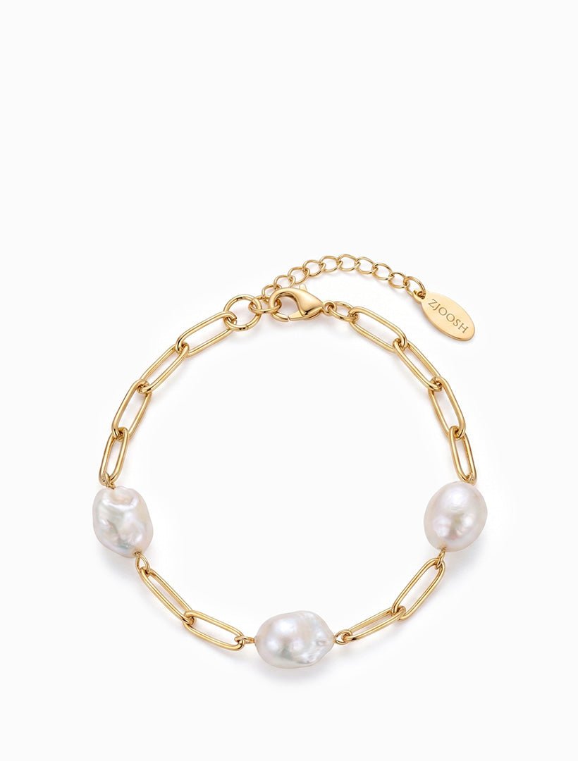 Lucienne Freshwater Pearl Chain Bracelet Gold - Zjoosh