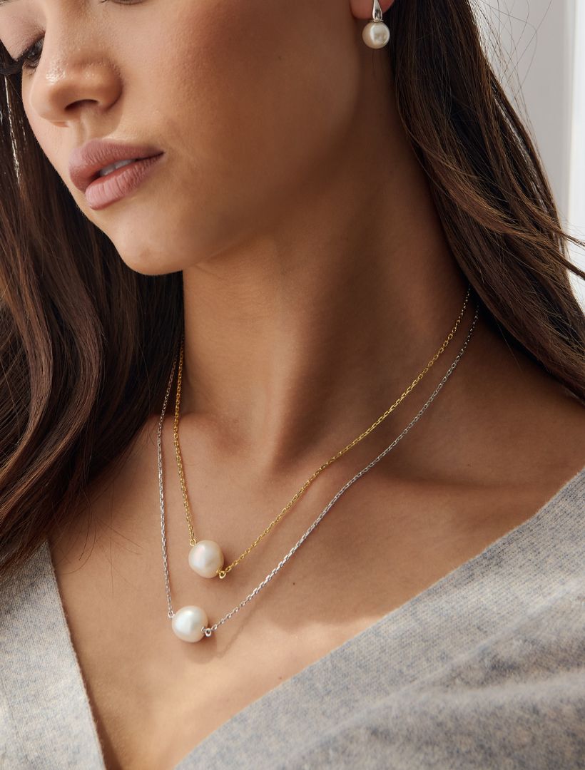 Lucienne Freshwater Pearl on Chain 925 Gold - Zjoosh