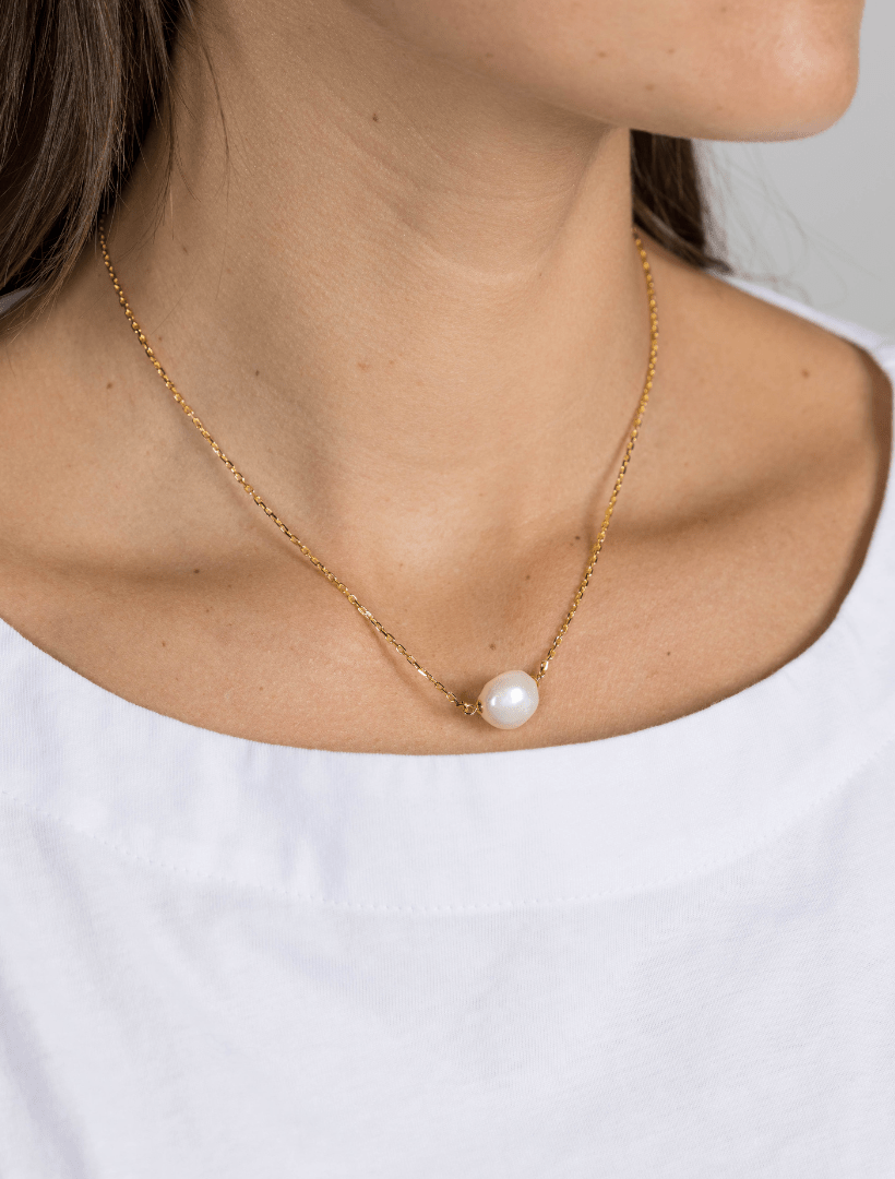 Lucienne Freshwater Pearl on Chain 925 Gold - Zjoosh