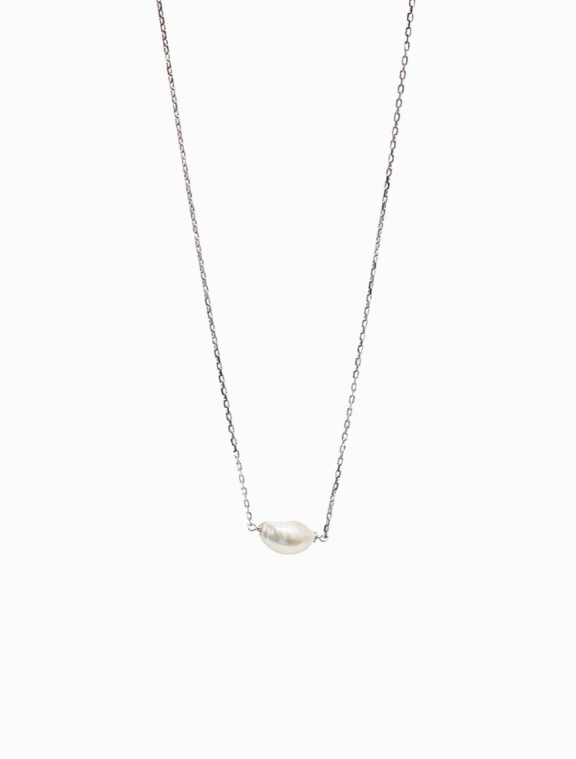 Lucienne Freshwater Pearl on Chain 925 Rhodium - Zjoosh