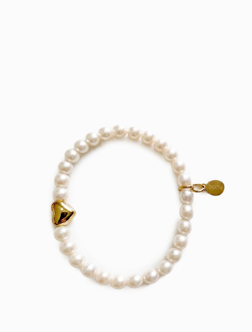 Lucienne Heart and Pearl Bracelet Small Gold - Zjoosh