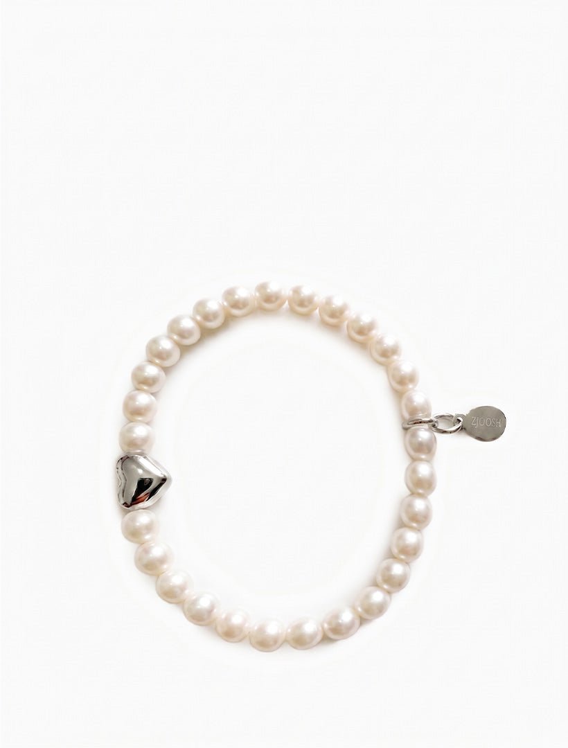 Lucienne Heart and Pearl Bracelet Small Silver - Zjoosh