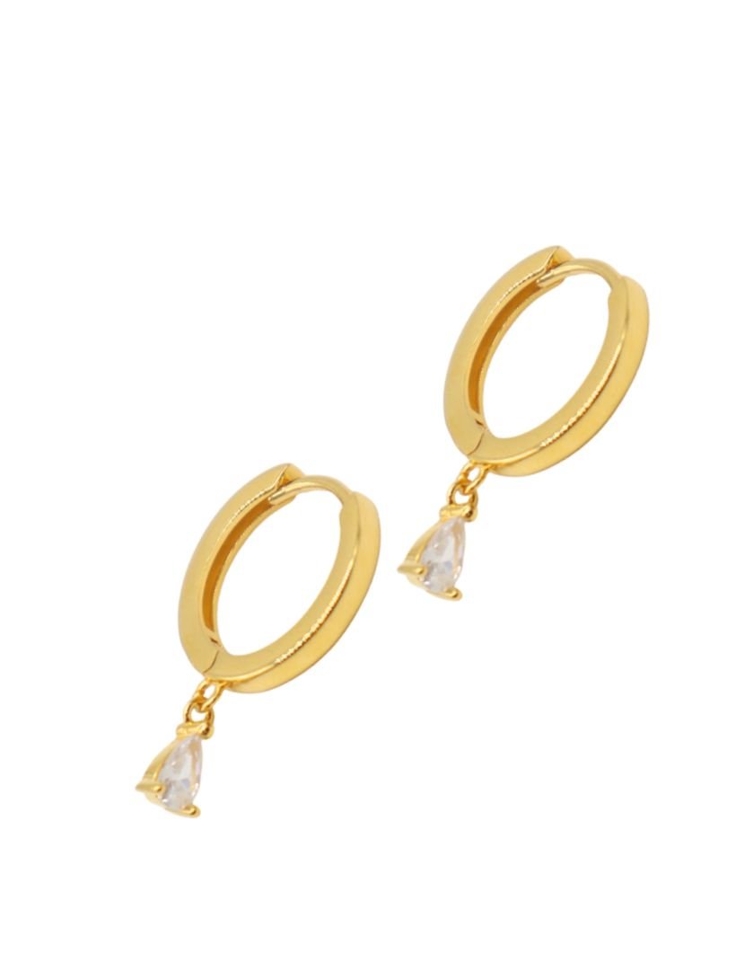 Lucienne Hoops with Cubic Zirconia Drop Gold - Zjoosh