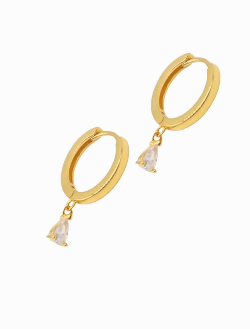 Lucienne Hoops with Cubic Zirconia Drop Gold - Zjoosh