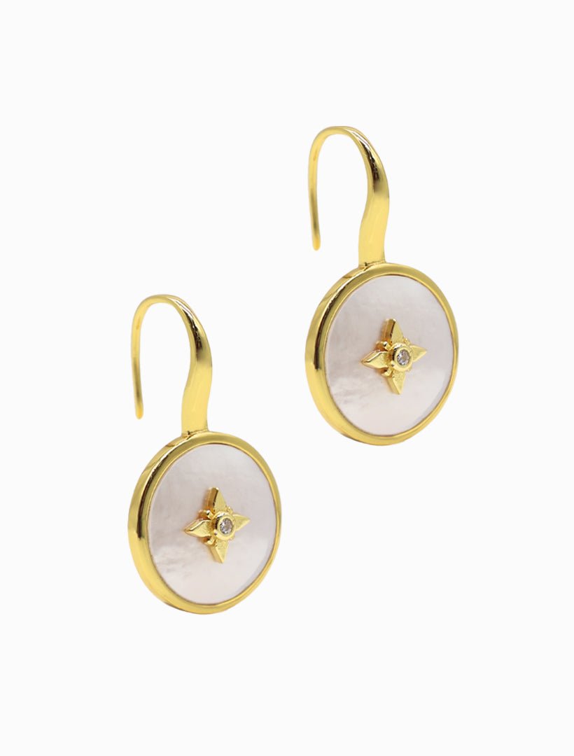 Lucienne Mother Of Pearl and Crystal Hook Earring - Zjoosh