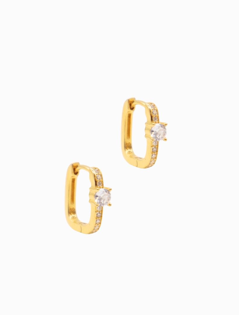 Lucienne Oblong Cubic Zirconia Hoops Gold - Zjoosh