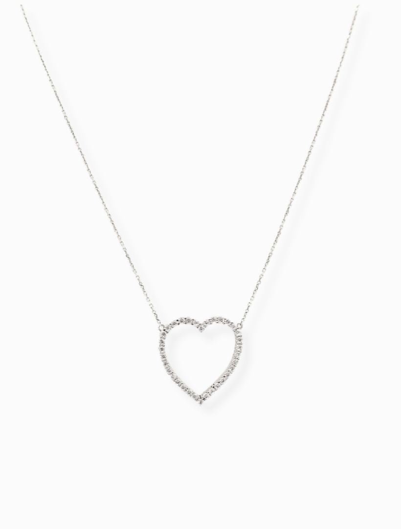 Lucienne Open Heart Necklace Rhodium - Zjoosh