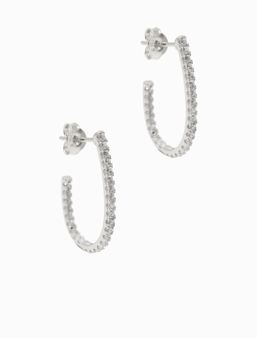 Lucienne Scoop Cubic Zirconia Hoops Rhodium - Zjoosh