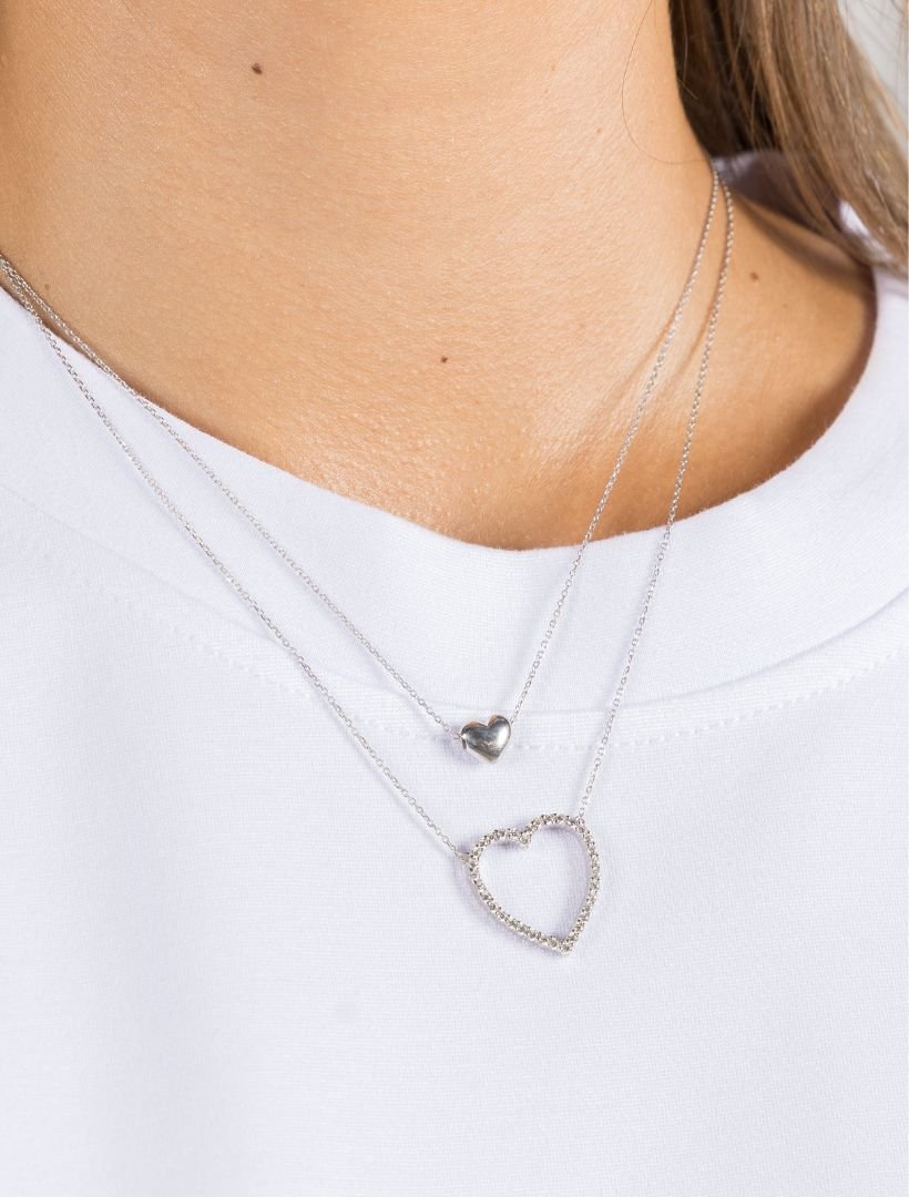 Lucienne Tiny Heart Necklace Rhodium - Zjoosh