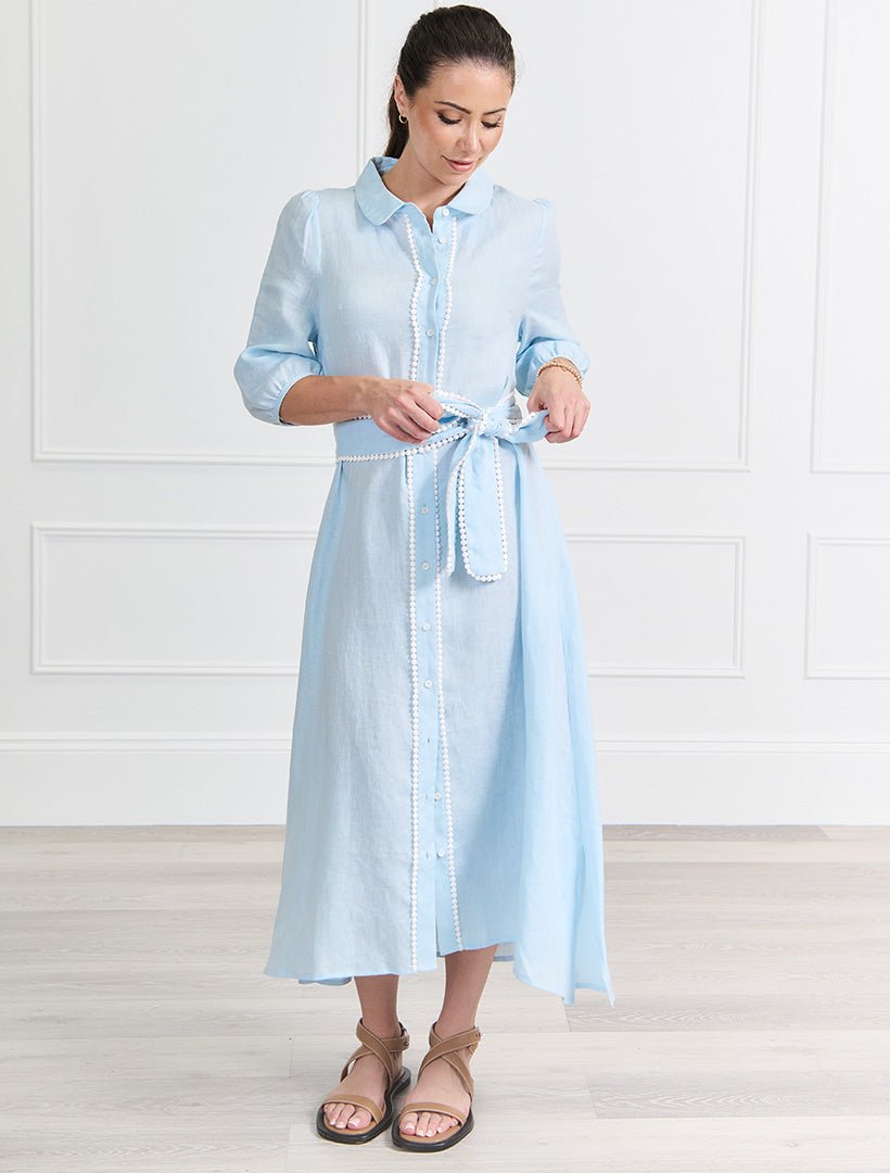Lucy Linen Dress Blue - FINAL SALE - Zjoosh