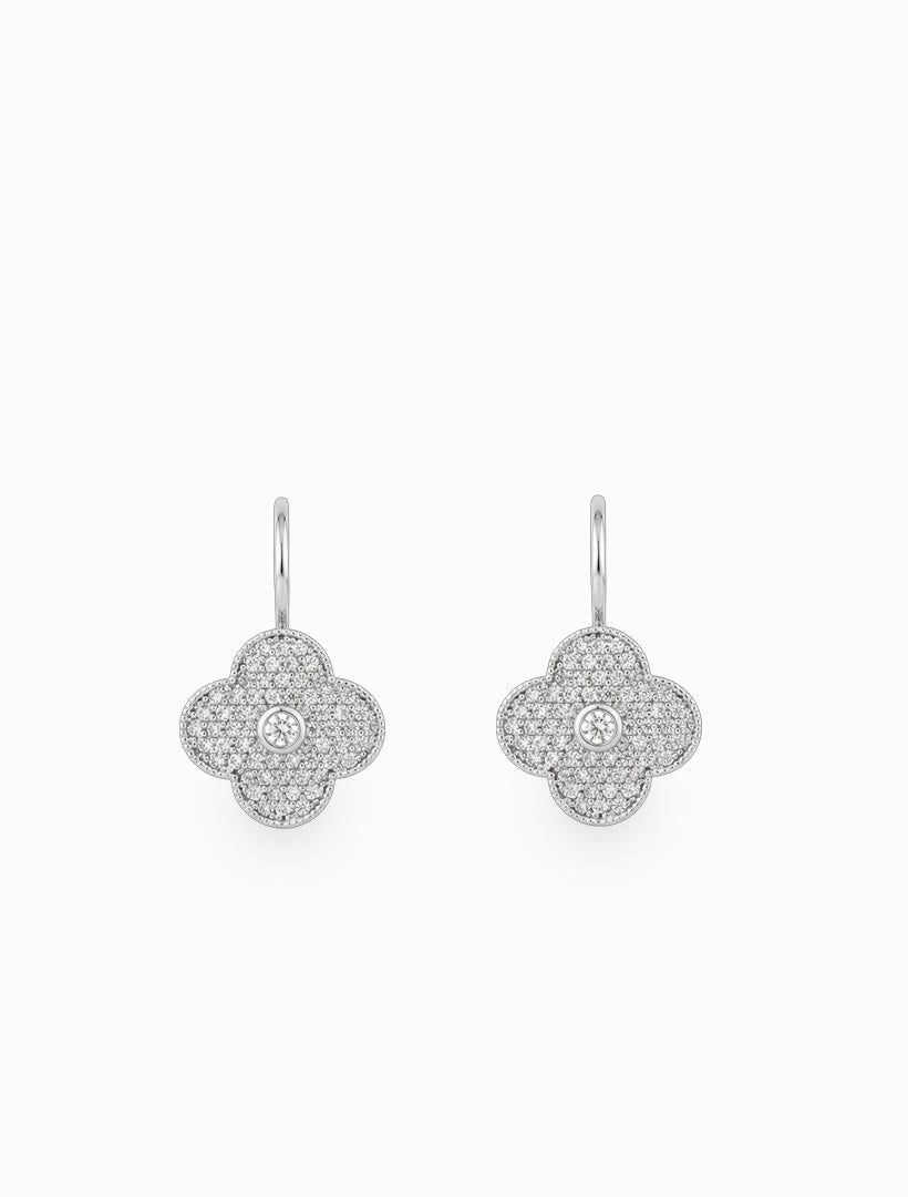 Luxe Clover French Hooks Silver - Zjoosh