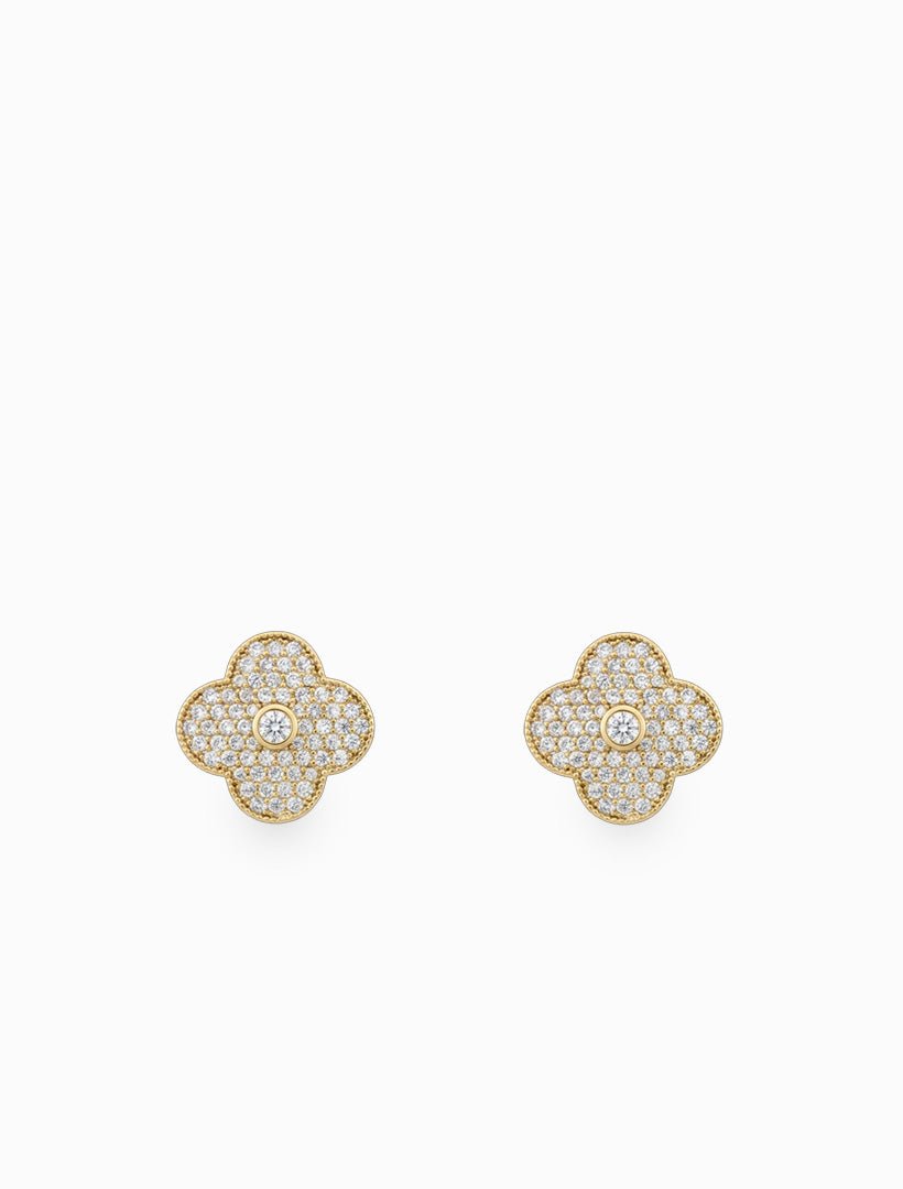Luxe Clover Studs Gold - Zjoosh