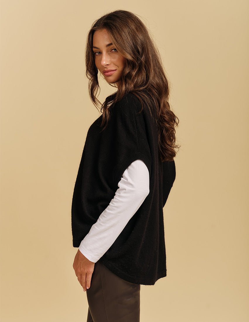 Macie Cashmere Knit Top Black Free Size - Zjoosh