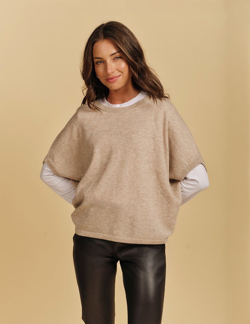 Macie Cashmere Knit Top Oatmeal - Zjoosh