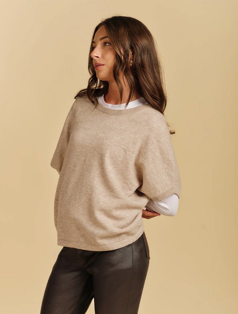 Macie Cashmere Knit Top Oatmeal - Zjoosh