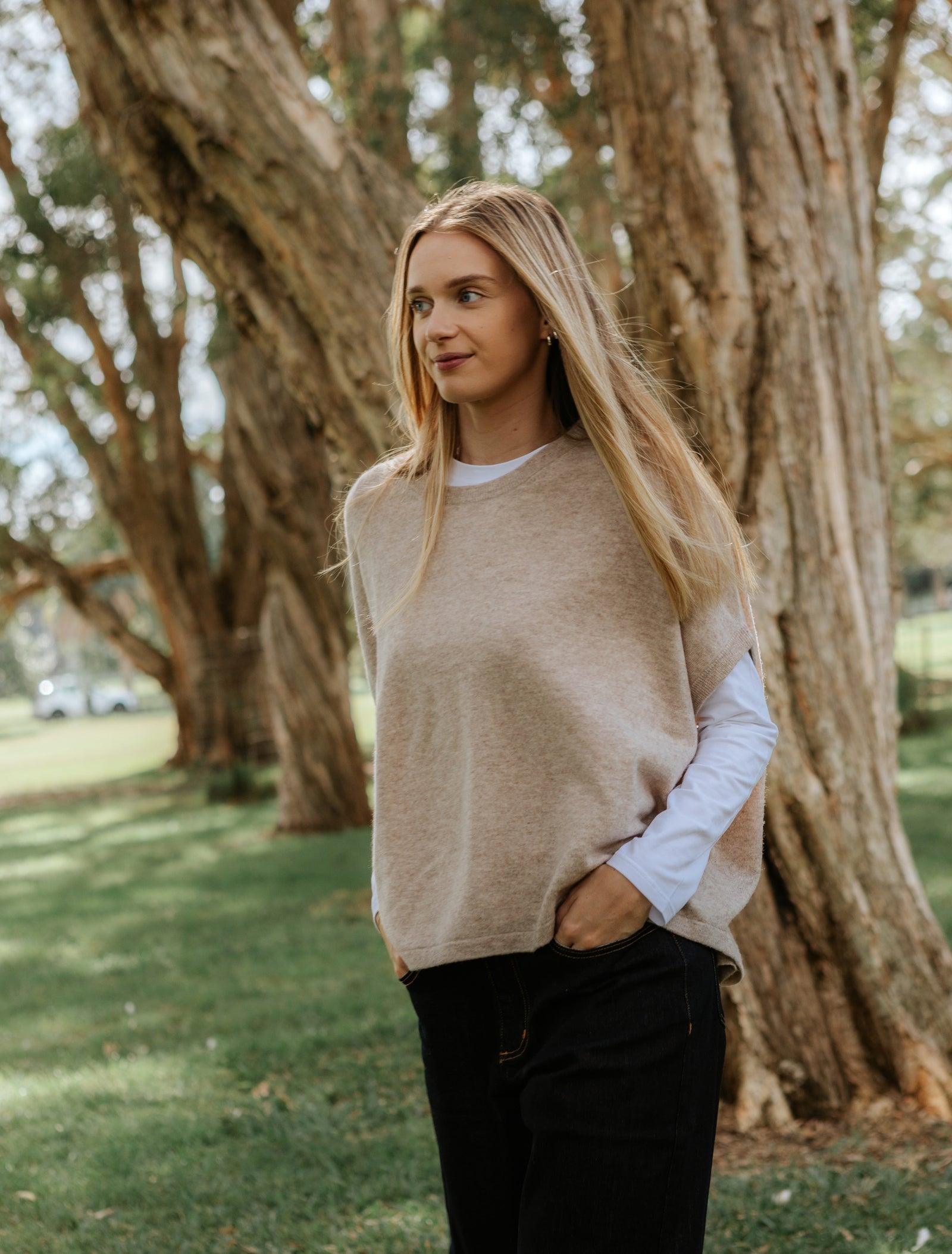 Macie Cashmere Knit Top Oatmeal - Zjoosh