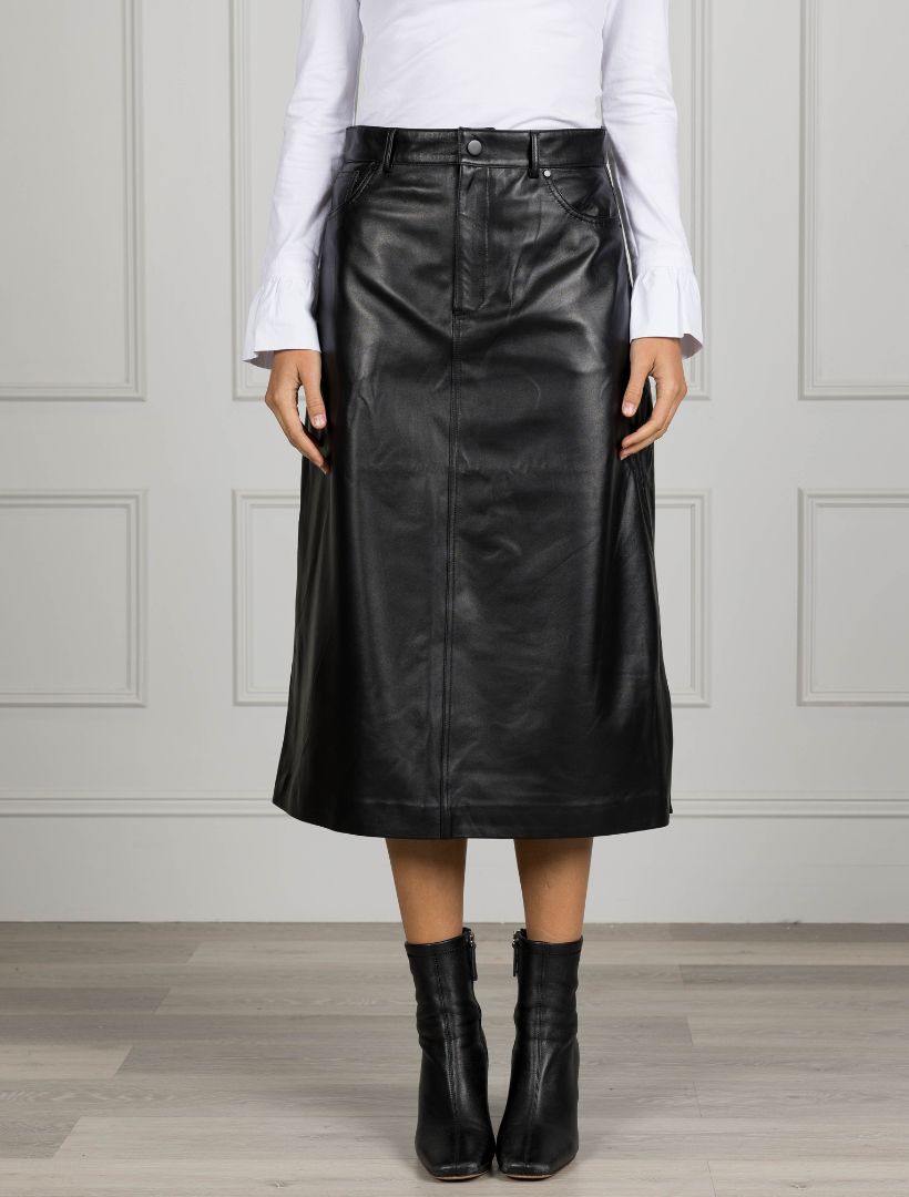 Madison Leather Skirt Black