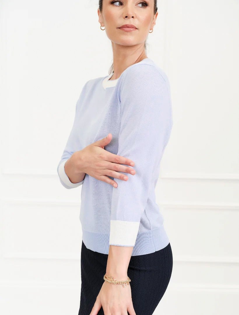 Melanie 3/4 Sleeve Knit Sky Blue - FINAL SALE - Zjoosh