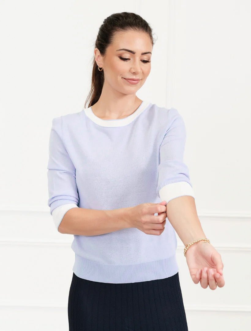 Melanie 3/4 Sleeve Knit Sky Blue - FINAL SALE - Zjoosh