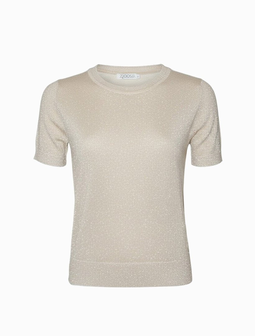 Melanie Short Sleeve Sparkle Knit Gold - Zjoosh