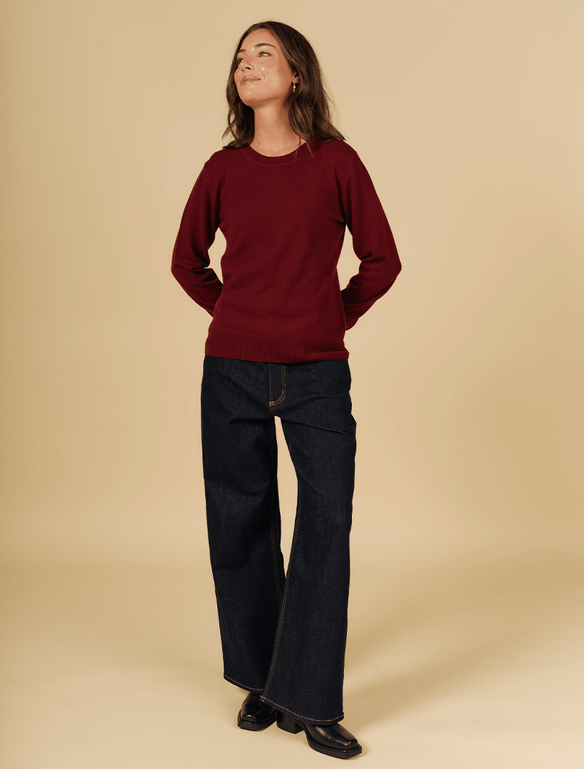 Melissa Cashmere Long Sleeve Knit Burgundy - Zjoosh