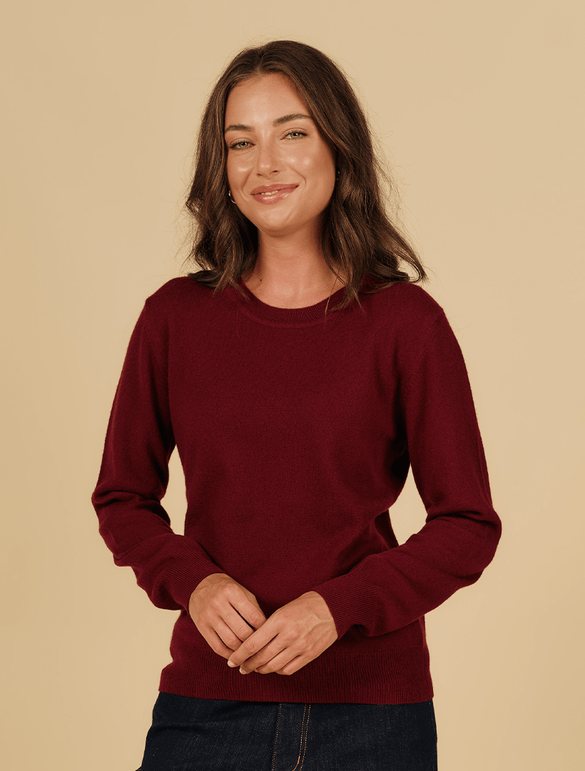 Melissa Cashmere Long Sleeve Knit Burgundy - Zjoosh