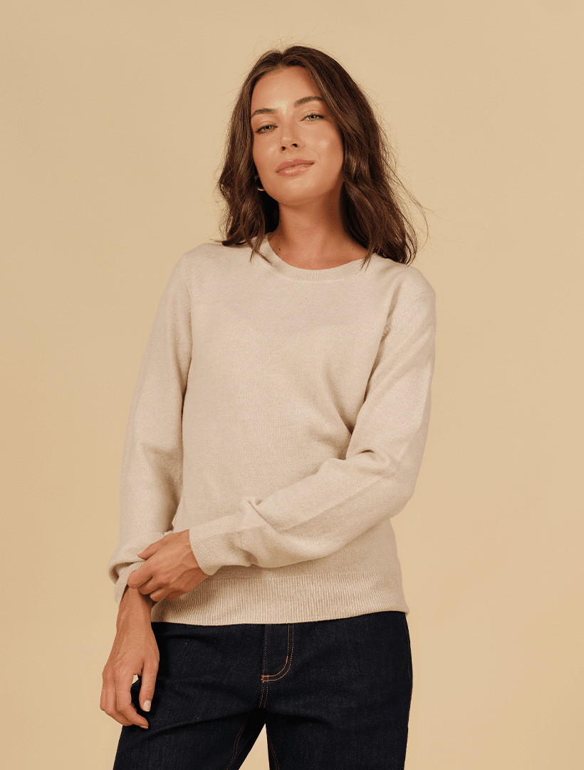 Melissa Cashmere Long Sleeve Knit Oatmeal - Zjoosh