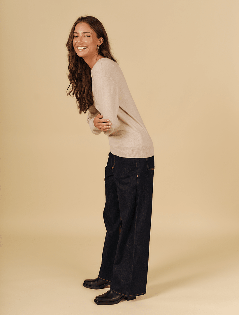 Melissa Cashmere Long Sleeve Knit Oatmeal - Zjoosh